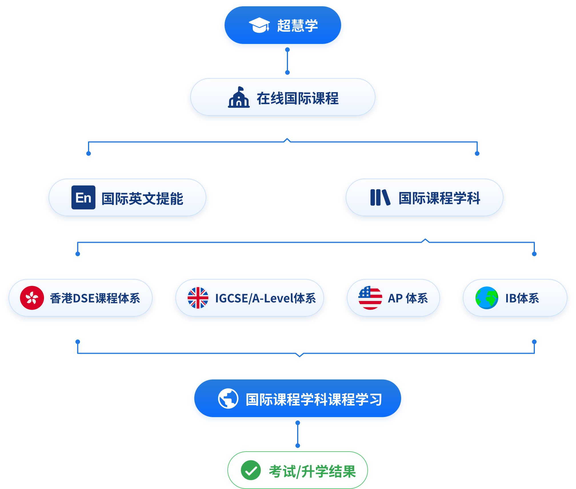 超慧学课程体系：国际英文提能、香港DSE、IGCSE/A-Level、AP、IB